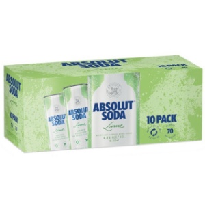 Picture of Absolut Vodka Lime & Soda 10pk Cans 250ml