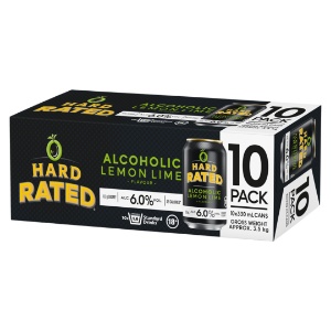 Picture of Hard Rated 6% Vodka Lemon Lime 10pack Cans 330ml